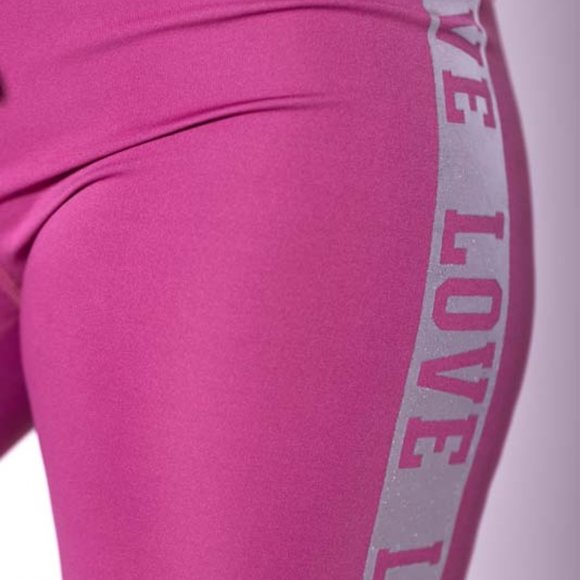 High-Waisted & Love Detailed Leggings with Side Pockets Rose - Picture 2 of 6